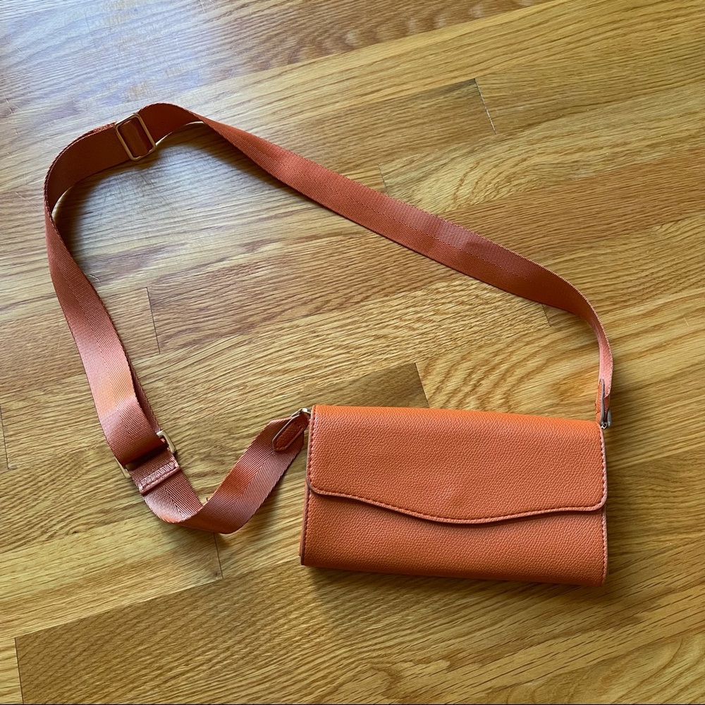 A New Day Orange Clutch With Detachable Strap